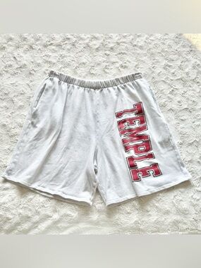 Vintage Temple University Shorts Womens Large 6” White Owls Pockets Philadelphia
